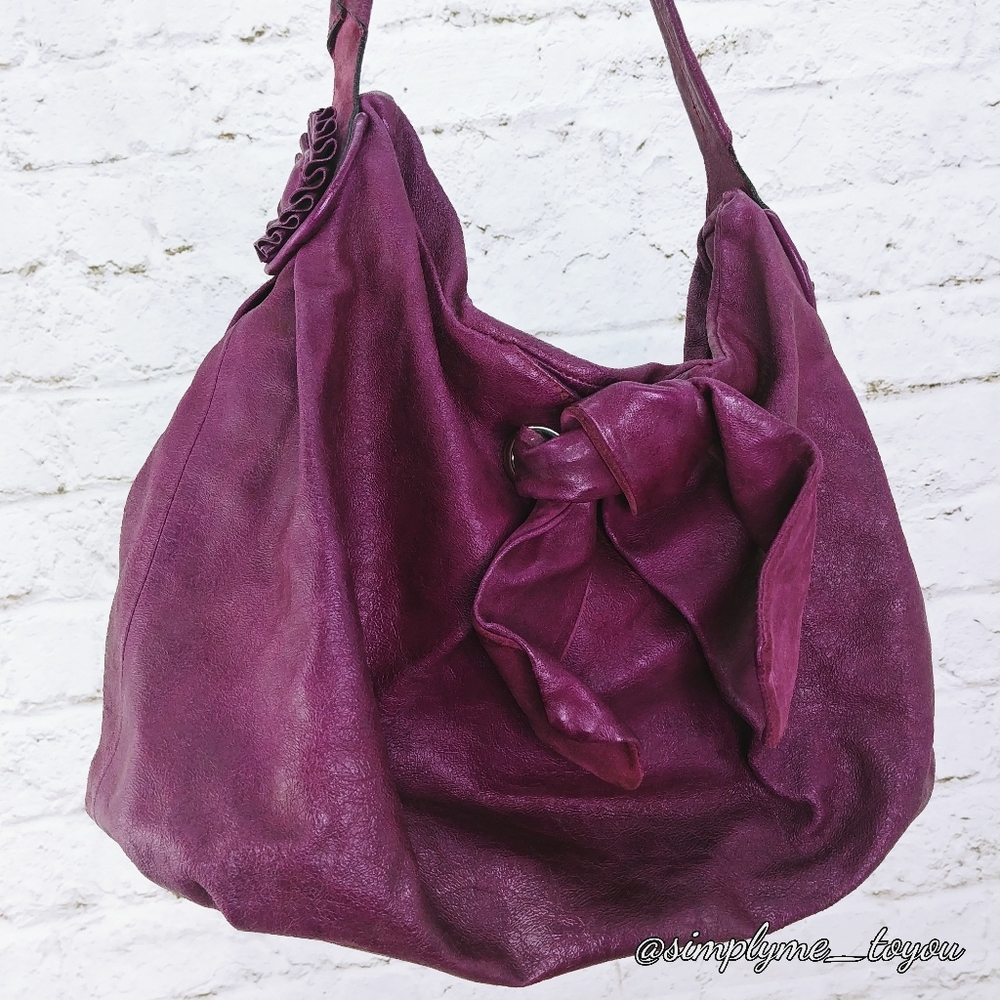 Cromia Deep Purple Leather Shoulder Bag Med Hand